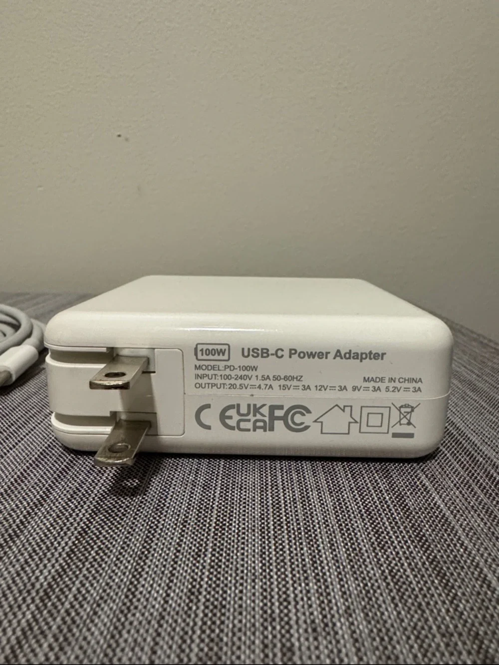 USB-C Power Adapter and USB-C to USB-C Cable - White
